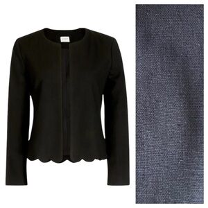 J.Crew Black Linen Blend Scallop Hem Blazer Jacket